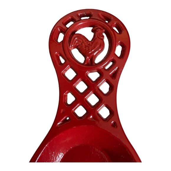 GHA Red Cast Iron Rooster Spoon Rest Holder Farmhouse Kitchen Décor Farmhouse - Picture 6 of 7
